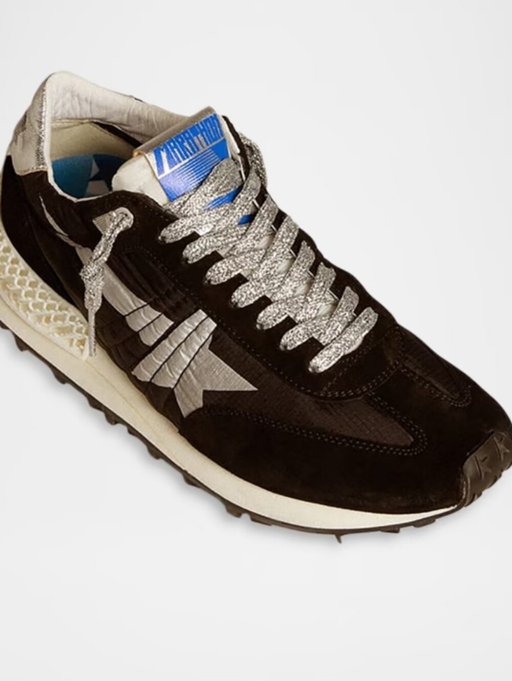 Golden Goose Black and White Leather Sneaker with Silver Tongue Size 10 - Picture 3 of 6